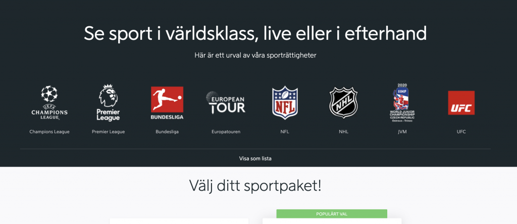 viaplay sport streamingtjänst
